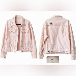 POL Light Pink Studded Jean Jacket